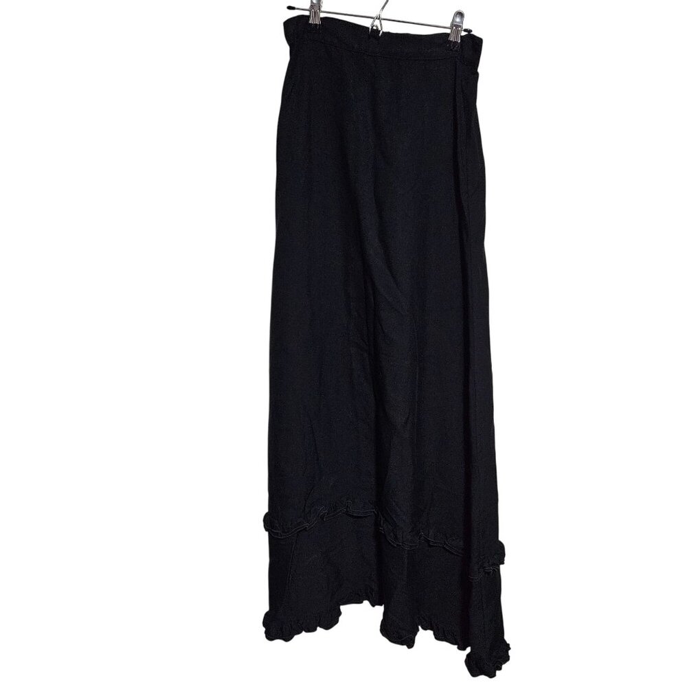 Vintage JCPenney Black Maxi Skirt Size 2 Ruffle Hem Classic Minimalist Modest